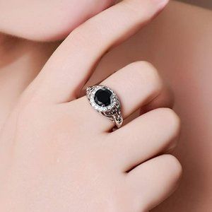 925 Sterling Silver plated Created spinel Filled Wide Band Engagement Ring